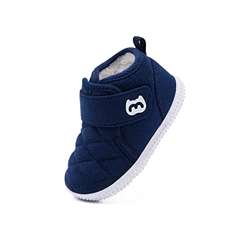 Baby Shoes Boy Girl Sneakers Winter Warm Non Slip First Walking Infant Shoes 6 9 12 18 24 Months Navy Size 12-18 Months Toddler