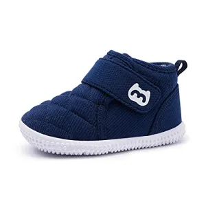 Baby Shoes Boy Girl Sneakers Winter Warm Non Slip First Walking Infant Shoes 6 9 12 18 24 Months Navy Size 12-18 Months Toddler