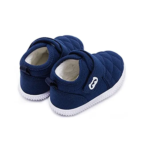 Baby Shoes Boy Girl Sneakers Winter Warm Non Slip First Walking Infant Shoes 6 9 12 18 24 Months Navy Size 12-18 Months Toddler