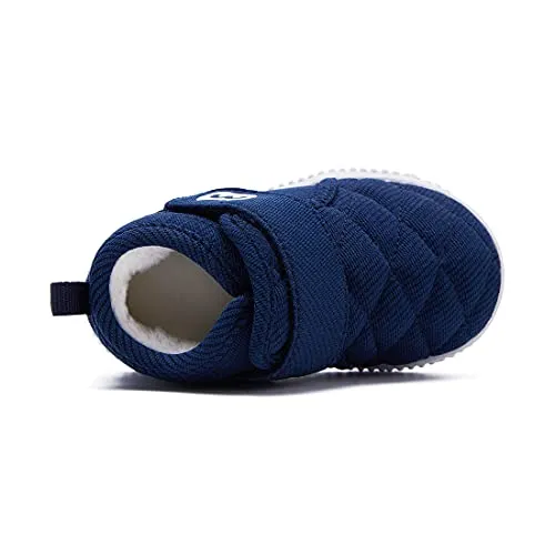 Baby Shoes Boy Girl Sneakers Winter Warm Non Slip First Walking Infant Shoes 6 9 12 18 24 Months Navy Size 12-18 Months Toddler