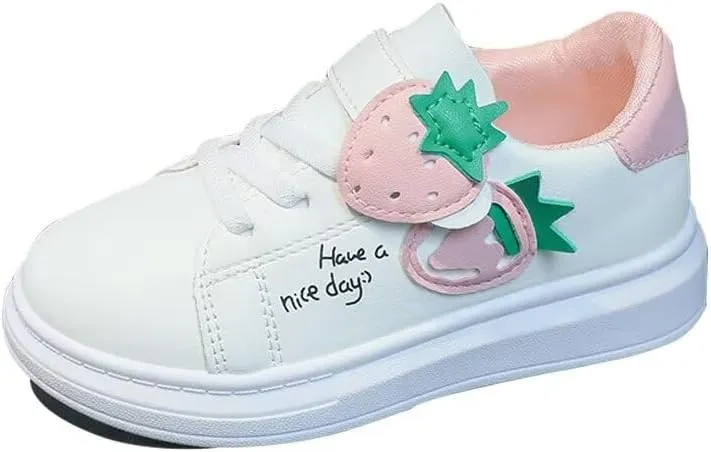 Kids Girl Cartoon Strawberry Casual Sneakers for School Walking Running Travel