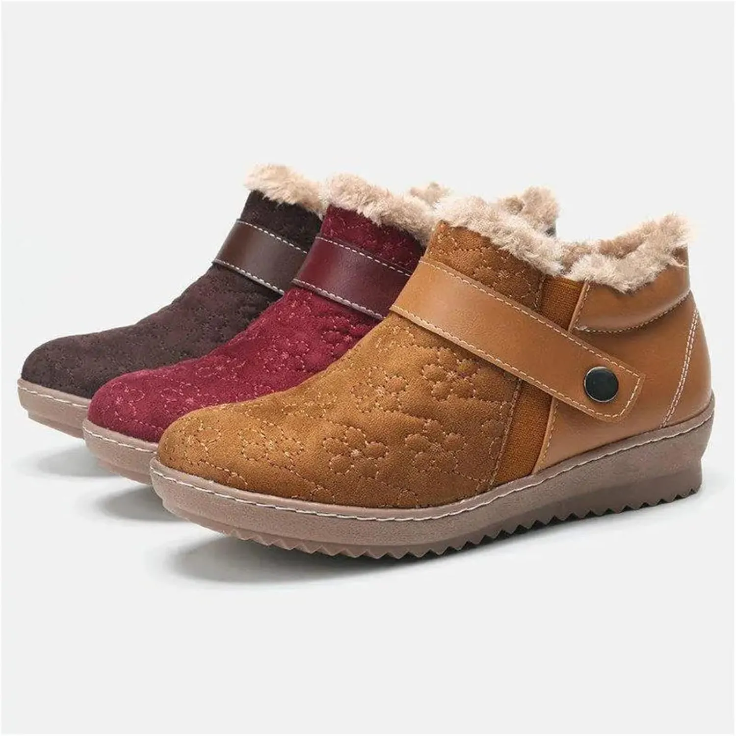 Ladmiple Winter Boots For Women Wide Width Snow Boots Warm Ankle Booties Slip On Outdoor Fur Lined Comfort Walking Shoes
