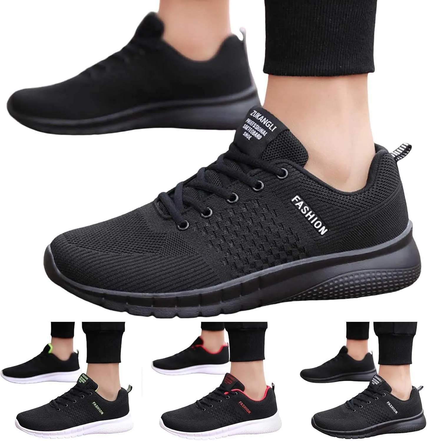 Men Sports Shoes Fashionable Color Matching Mesh Breathable and Comfortable Lace Up Flat Bottom High Tops Men Sneaker