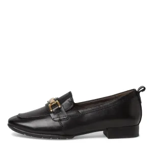 Tamaris Black Loafer with Gold Bar Detail