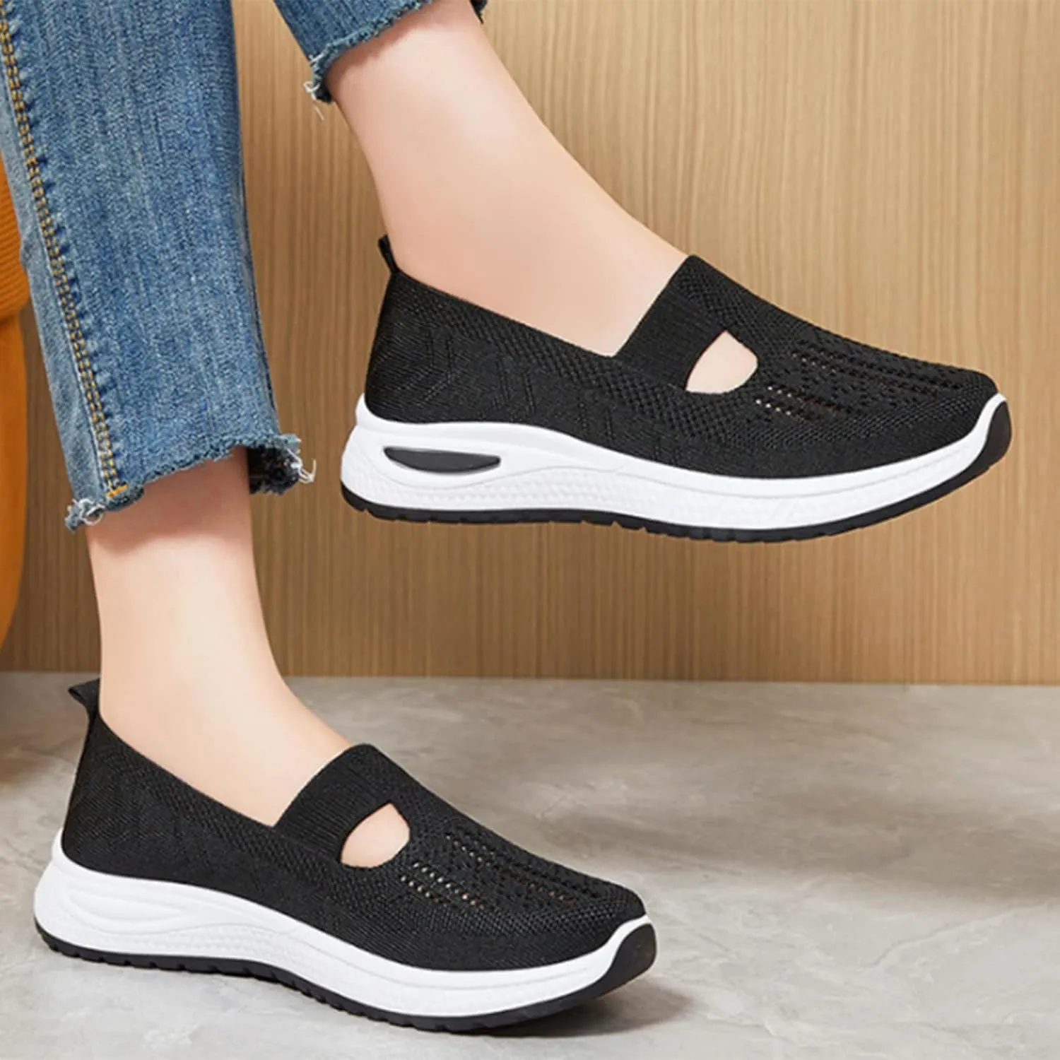 Women's Woven Orthopedic Breathable Soft Walking Tennis Shoes Womens Wide Feet Casual Work Shoes Walking Sneakers Slip On Tennis Shoe Trainers Shoe